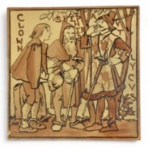 Copeland, late 19th Century single Shakespeare series tile, Clown Shepherd tile
