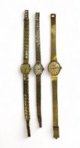 A range of three ladies mechanical wristwatches to include a 9ct Rotary (18g total), a 9ct