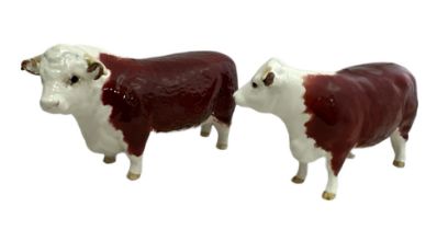 Beswick Hereford bull and cow - Champion of Champions (2), heights 11cm, bull is second version with