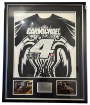 Framed Ricky Carmichael signed 2007 race issued Millville shirt. This shirt is numbered 54 of 150