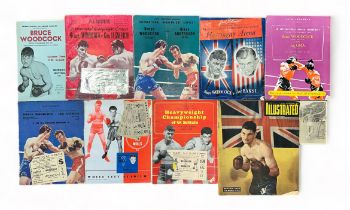 Bruce Woodcock (British, 1920-1977), range of boxing programmes and tickets for Bruce Woodcock to