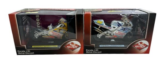 Guiloy 1/10th scale signed Valentino Rossi motorbikes, certificates of authenticity by Heroes