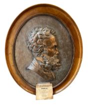 Charles Hubert Umbert Megabyte Primrose (1801-1902), founder copper portrait plaque, an oval