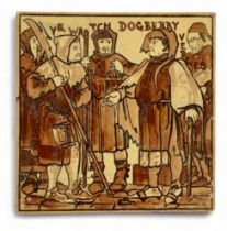 Copeland, late 19th Century single Shakespeare series tile, Ye Watch Dogbery Verges tile