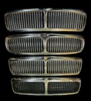 Jaguar, four 20th Century Jaguar radiator grilles, chromed finish with raised Jaguar motif to front.