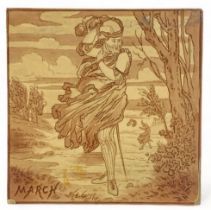 Copeland, late 19th Century single Months of the Year ‘ March ‘ tile. Few minor chips to corners,