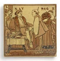 Copeland, late 19th Century single Shakespeare series tile, Lord Sly Pag E tile