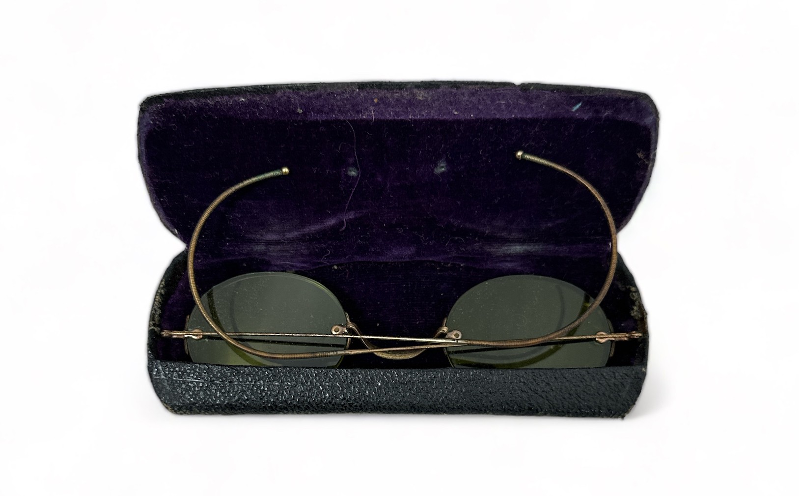 Lawrence & Mayo, antique pair of green tinted glasses / sunglasses in original Lawrence & Mayo case. - Image 2 of 2