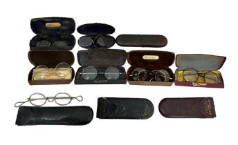 Collection of ten vintage spectacles in cases to include; Davidson Cairo, Bruce Green & Co rounded