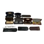 Collection of ten vintage spectacles in cases to include; Davidson Cairo, Bruce Green & Co rounded
