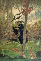 Richard James Williams (British, 1876-1974), ‘The Witch Hunt of Hares Wood’ pen, ink, and