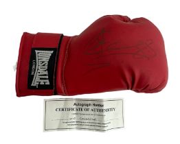 Joe Calzaghe (Welsh, b.1972), signed red Lonsdale boxing glove, signed by boxing legend Joe