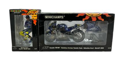 Minichamps 1/12th scale Yamaha YZR-M1 Gauloises Fortuna Rossi MotoGP 2004 No. 122 043046 and Rossi