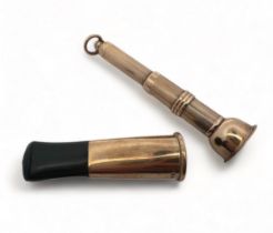 A 9ct gold cigar piercer and cigar holder, both by S. J. Rose & Son, 1966. Total weight 20g.