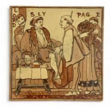 Copeland, late 19th Century single Shakespeare series tile, Lord Sly tile
