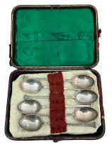 A case of six silver tea spoons by Cooper Brothers & Sons Ltd, Sheffield 1927.