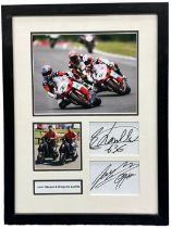 Autographs of Leon Haslam & Gregorio Lavilla. Images with 2 autographs on card. No COA. Frame