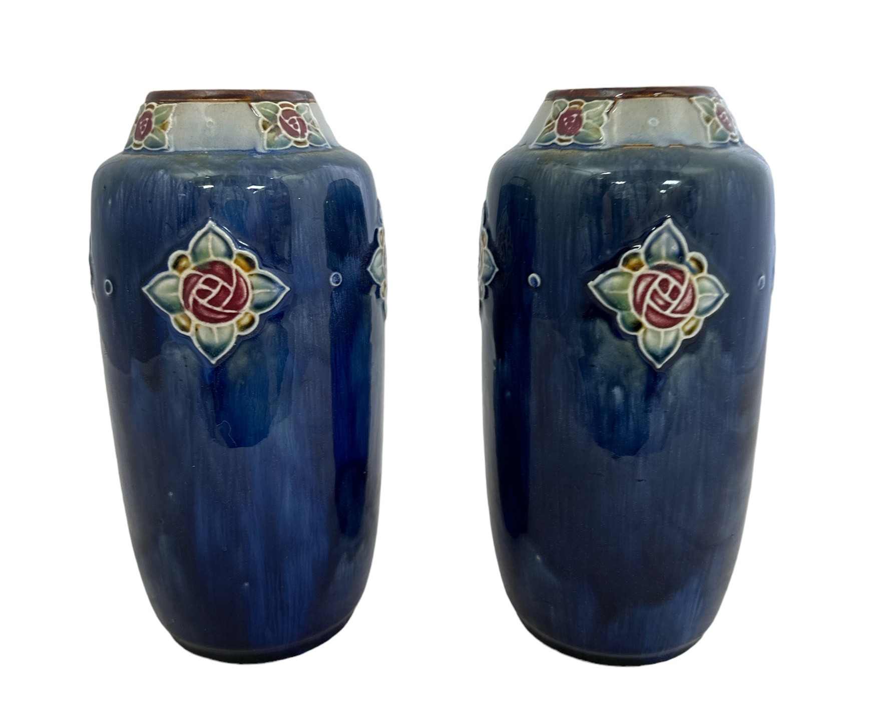Royal Doulton, E. Violet Hayward (1896-1942) for Royal Doulton pair of Art Nouveau stoneware
