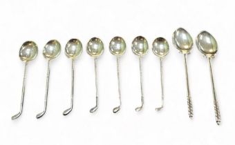 Barker Bros Ltd, set of seven novelty golfing teaspoons, each with a golfclub handle, hallmarked for