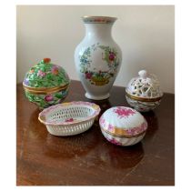 Herend, Herend Hungary hand painted, small range of ceramic items to include; small vase with floral