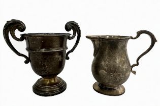 Silver - a twin handled cup with 1924 Birmingham hallmarks and a cream jug by Blackmore & Fletcher