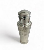 After Keith Turner (1892-1981), silver plated cocktail shaker stamped EPNS to base likely in style