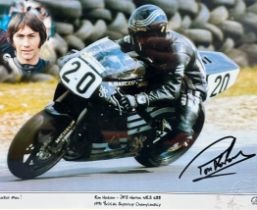 Framed signed Ron Haslam picture. Ron Haslam on his JPS Norton NRS 588, during the 1991 British