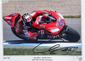 Framed signed Casey Stoner picture. Stoner is a former 2x MotoGP champion. No COA, signed by