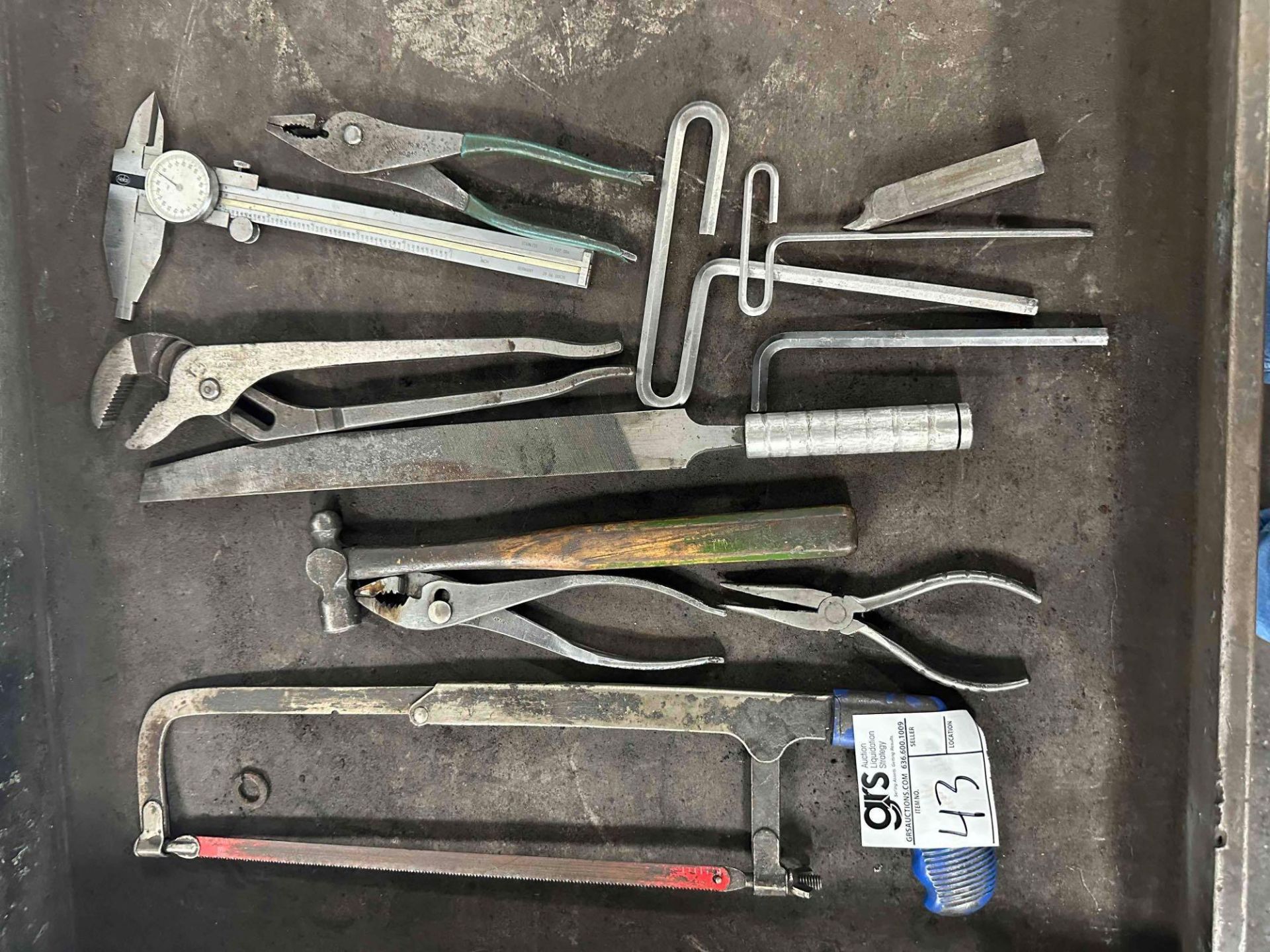 Hand Saw, File, Crescent Wrench, Pliers, Ball Pin Hammer Assorted