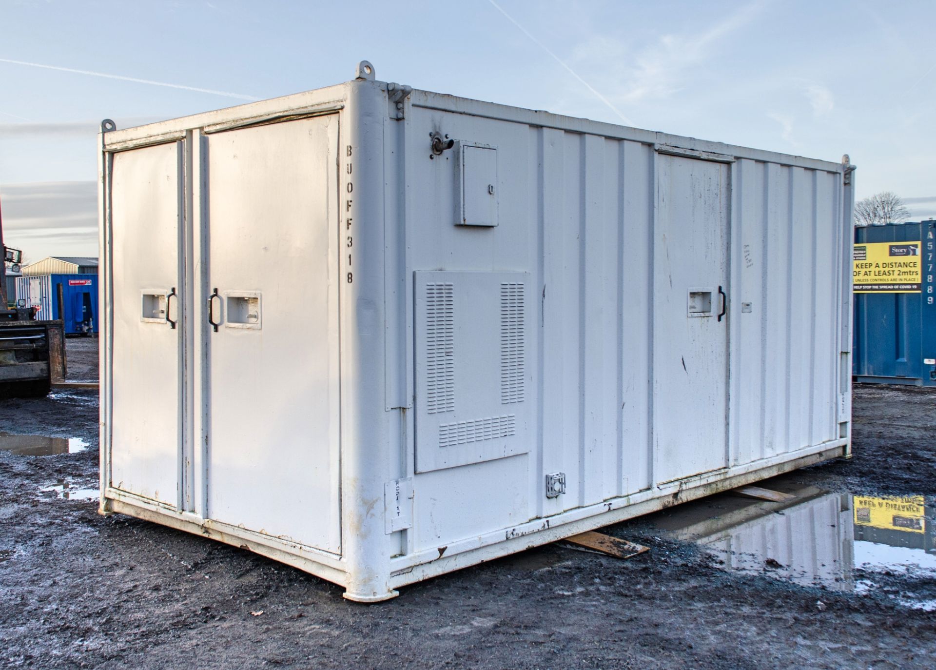 20 ft x 9 ft steel welfare site unit Comprising of: Canteen area, drying room, generator room & - Image 2 of 10