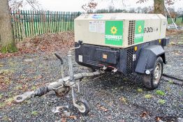 Doosan 7/41 diesel driven fast tow mobile air compressor Year: 2013 S/N: 431992 Recorded hours: 1374