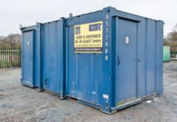 16 ft x 9 ft steel jack leg 3+1 toilet site unit Comprising of: Gents toilet (3 toilets, 3 sinks & 2