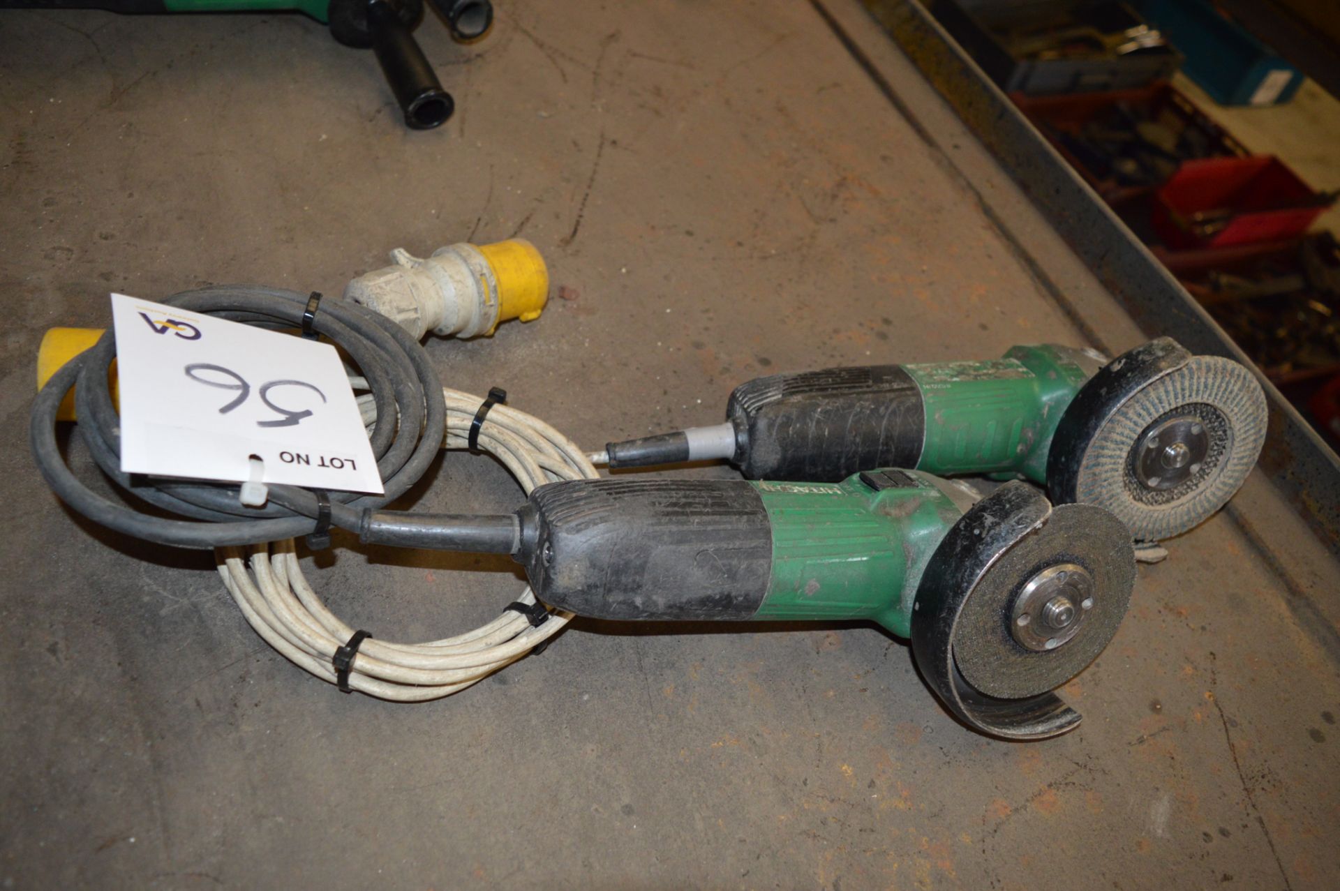 2 - Hitachi 110v 115mm disc grinders ** No VAT on hammer price but VAT will be charged on the - Image 2 of 2