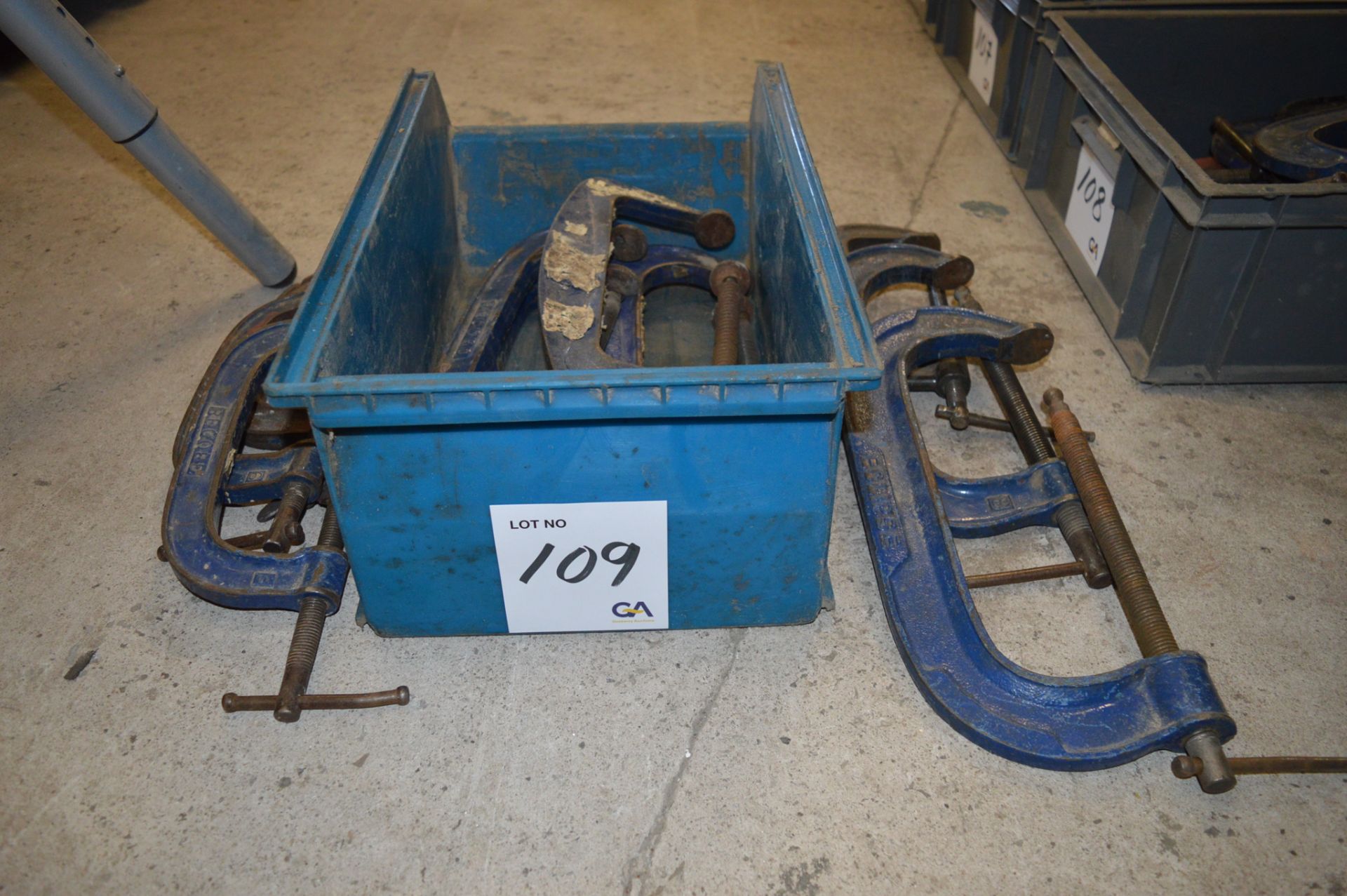 10 - various G clamps ** No VAT on hammer price but VAT will be charged on the buyer's premium **