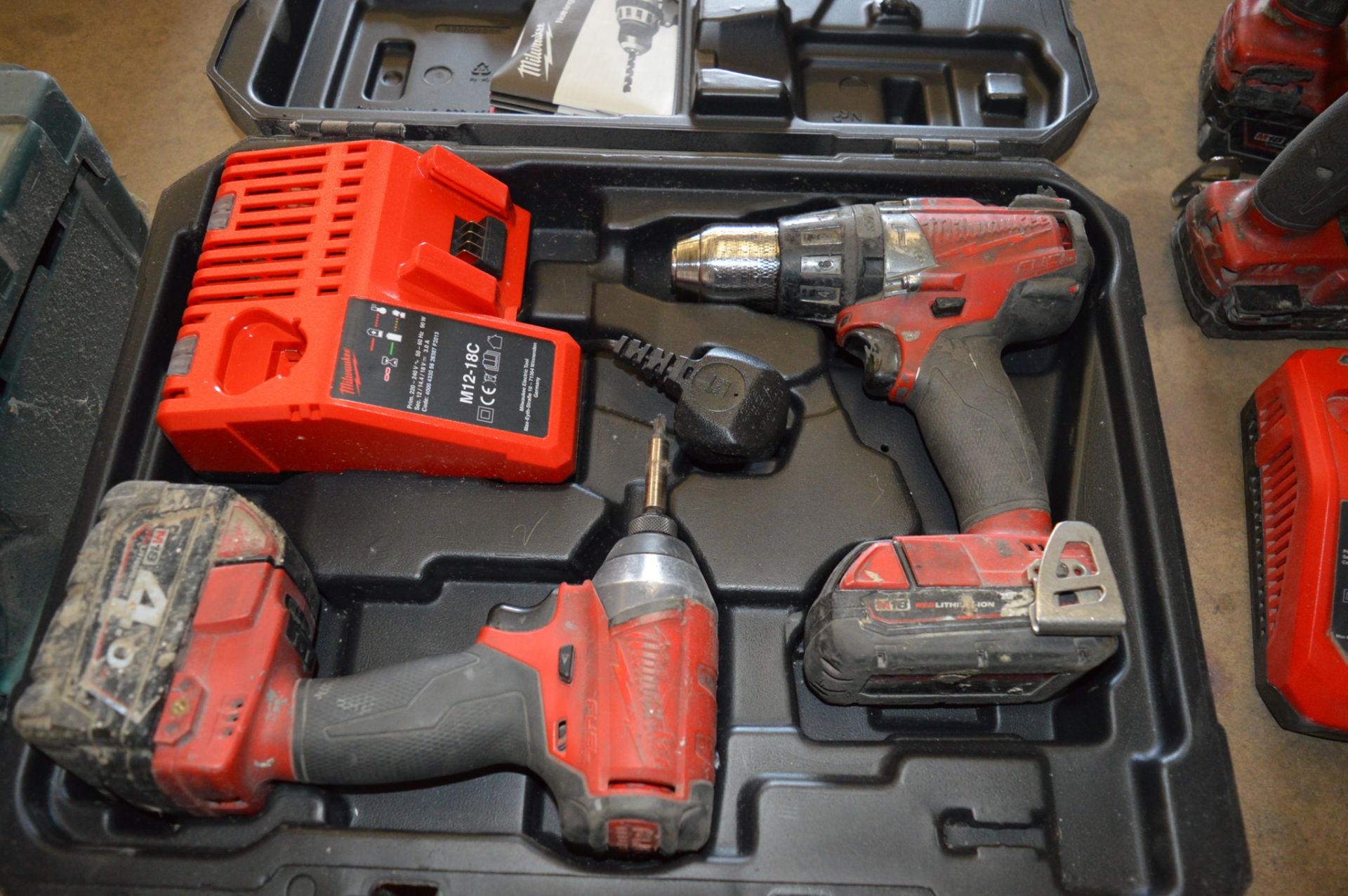 Milwaukee 18v drill, screwdriver set c/w charger, 2 batteries and carry case ** No VAT on hammer - Image 2 of 3