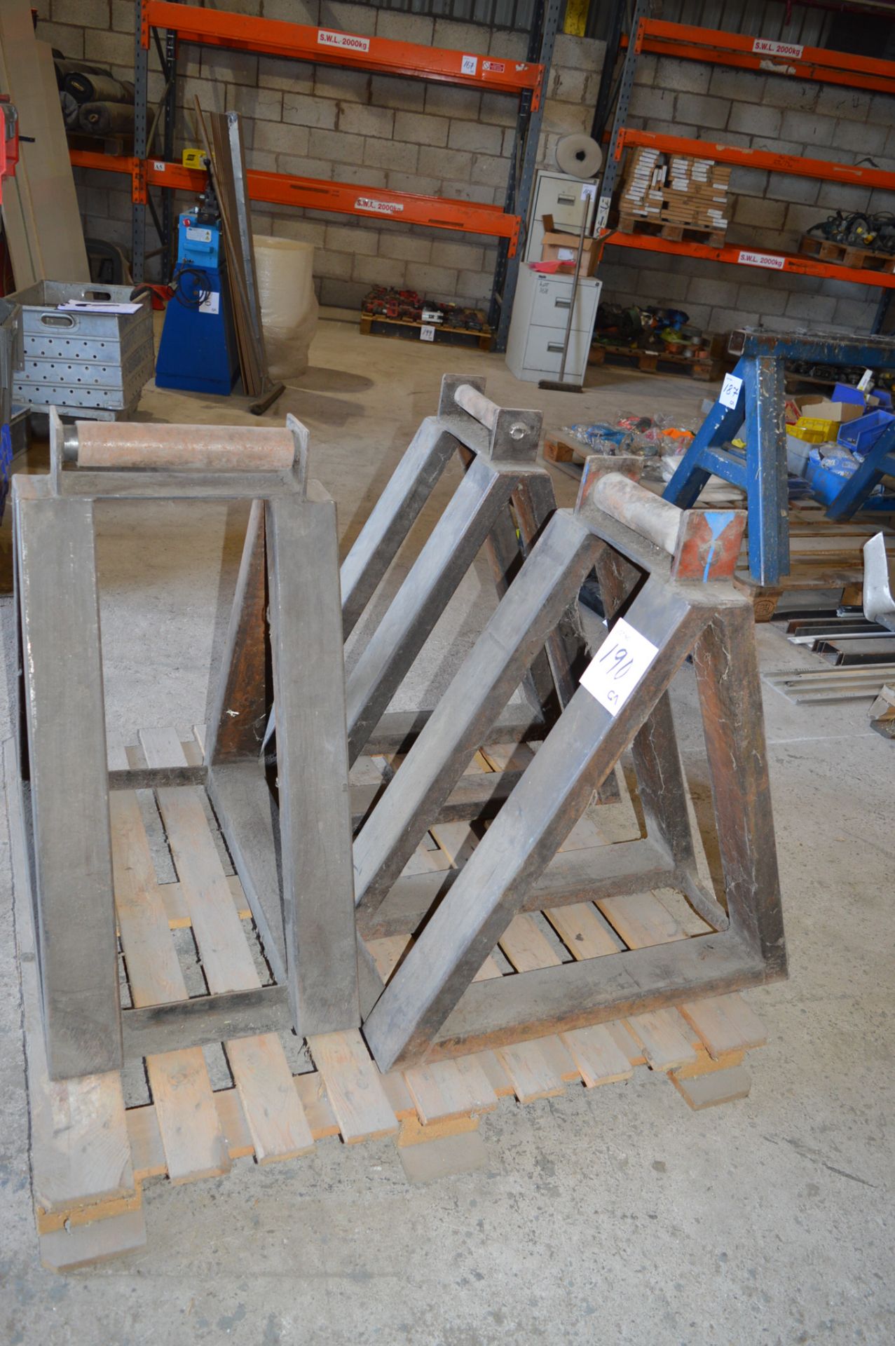 3 - heavy duty steel roller feed stands Approx. 830 mm high ** No VAT on hammer price but VAT will - Image 2 of 2