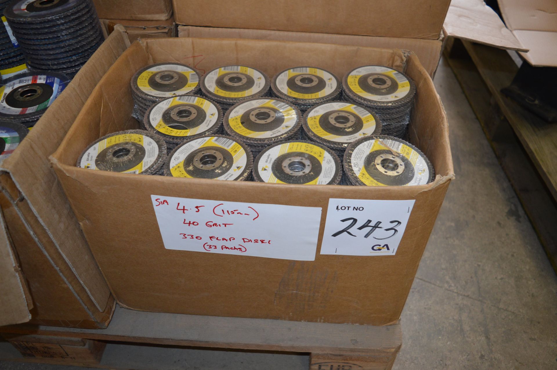 330 - SIA 115mm flap disks 40 grit ** Packaged and unused ** ** No VAT on hammer price but VAT