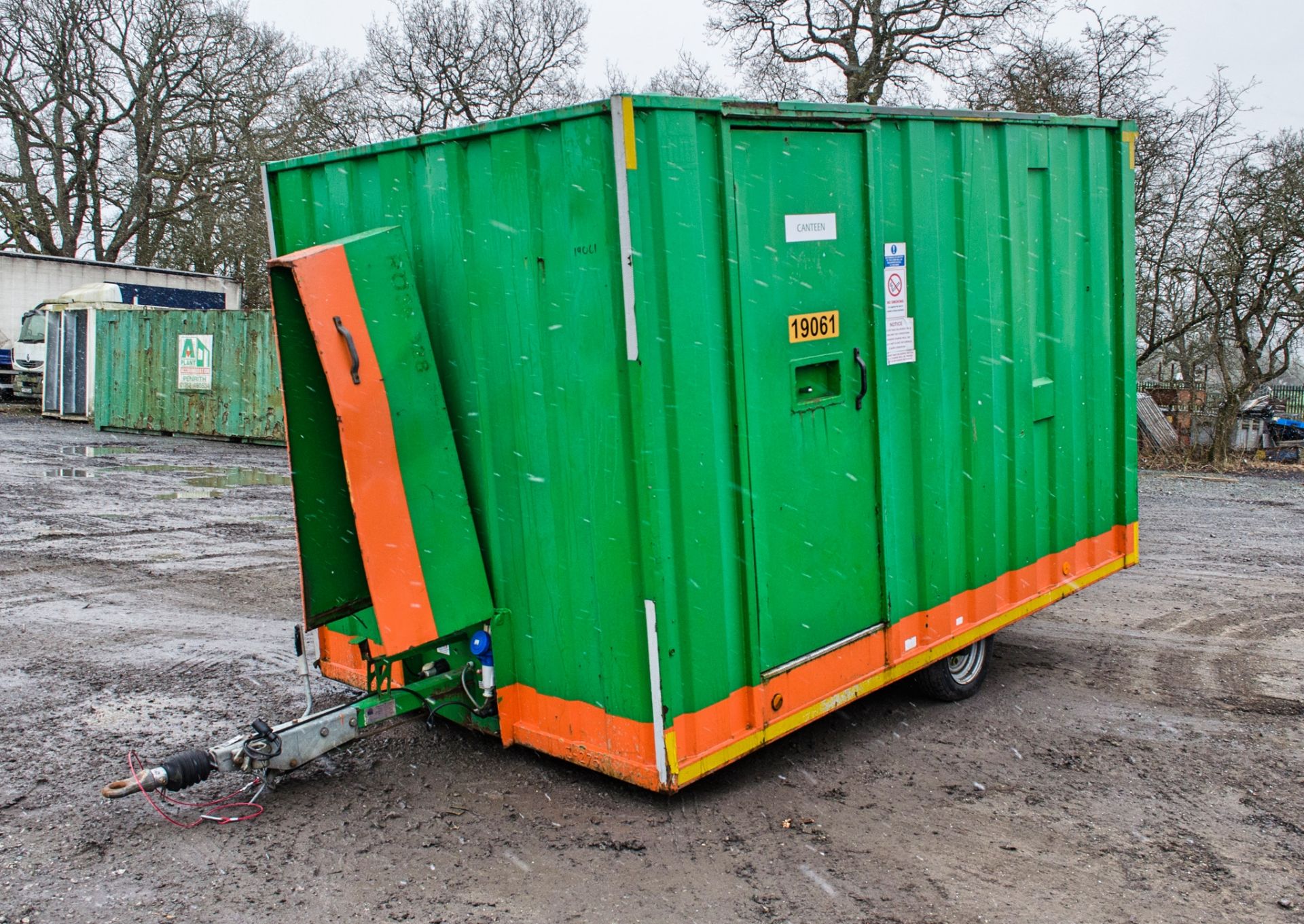 12 ft x 8 ft steel anti vandal mobile welfare unit Comprising of: canteen area, toilet & generator