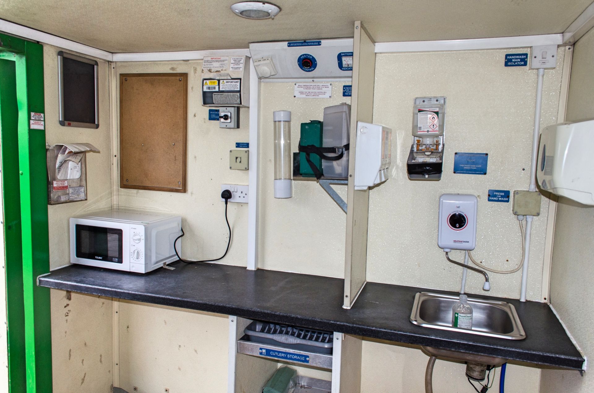 12 ft x 8 ft steel anti vandal mobile welfare unit Comprising of: canteen area, toilet & generator - Image 7 of 10