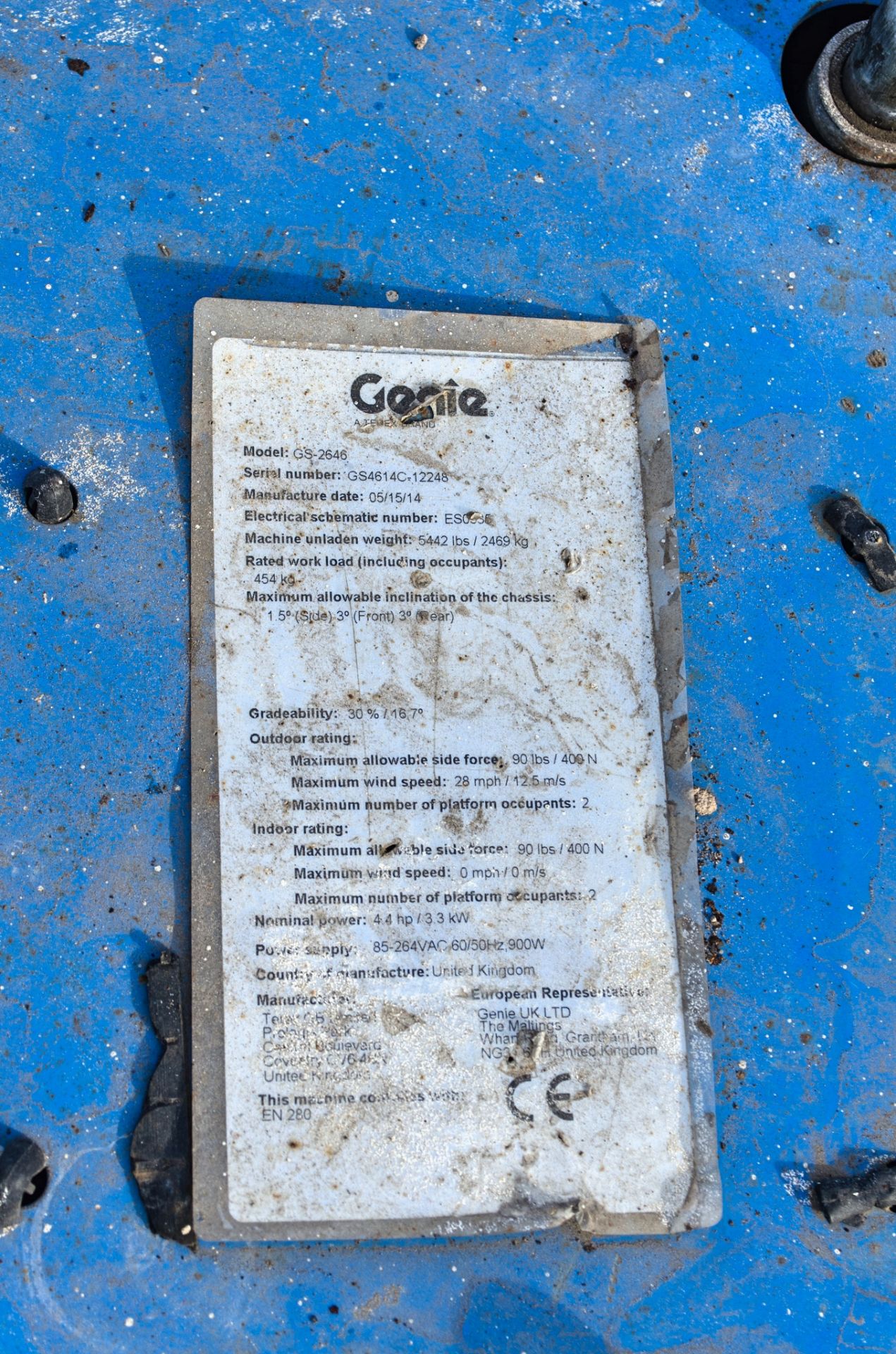 Genie GS2646 battery electric scissor lift access platform Year: 2014 S/N: 12248 Recorded Hours: 228 - Image 8 of 11