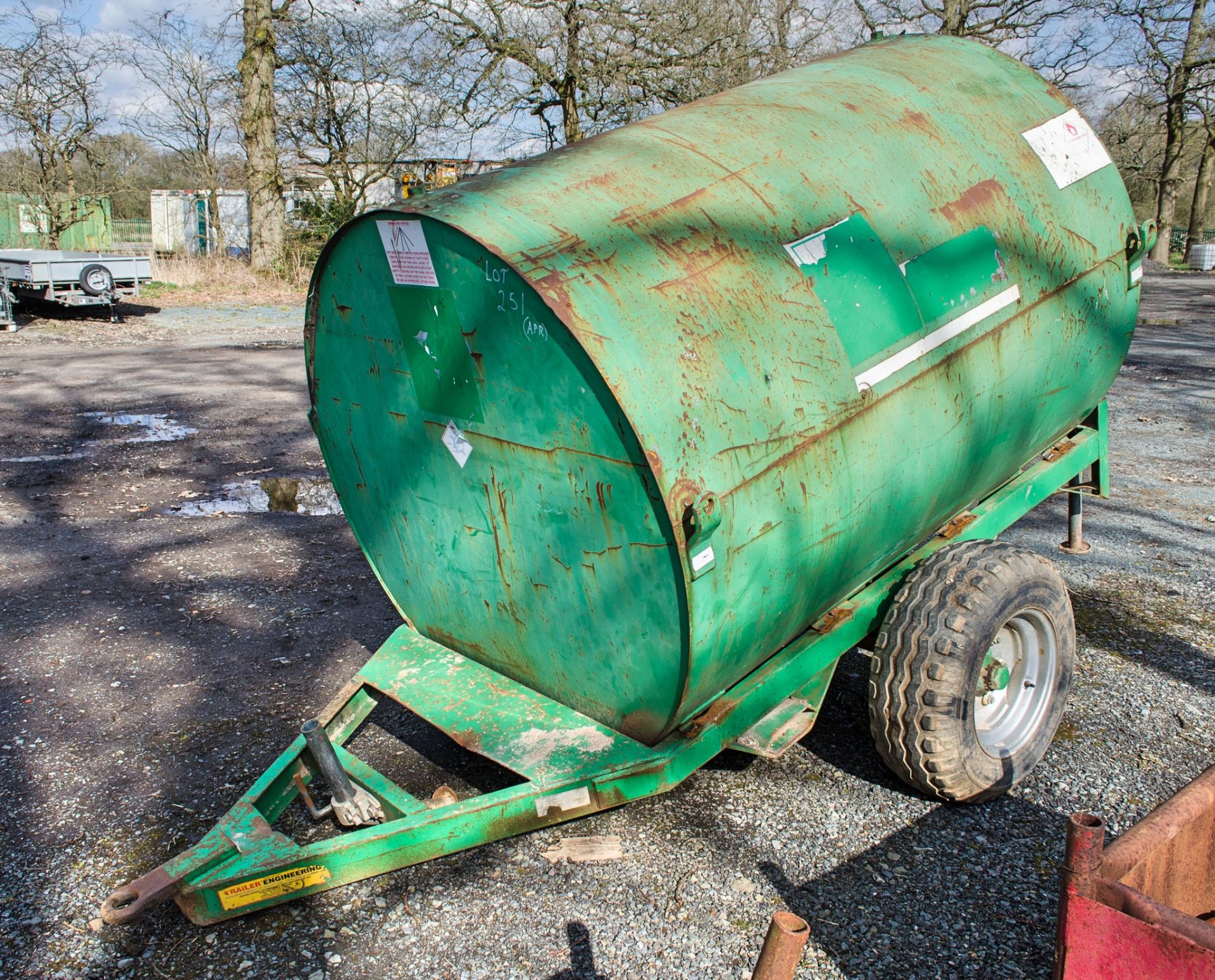 Trailer Engineering 2140 litre site tow mobile bunded fuel bowser c/w manual fuel pump, delivery