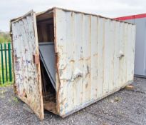 12 ft x 6 ft steel store unit 6071 ** Door and side damaged **