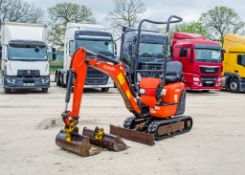 Kubota U10-3 1 tonne micro excavator  Year: 2015 S/N: 24092 Recorded Hours: 1887 piped, blade,