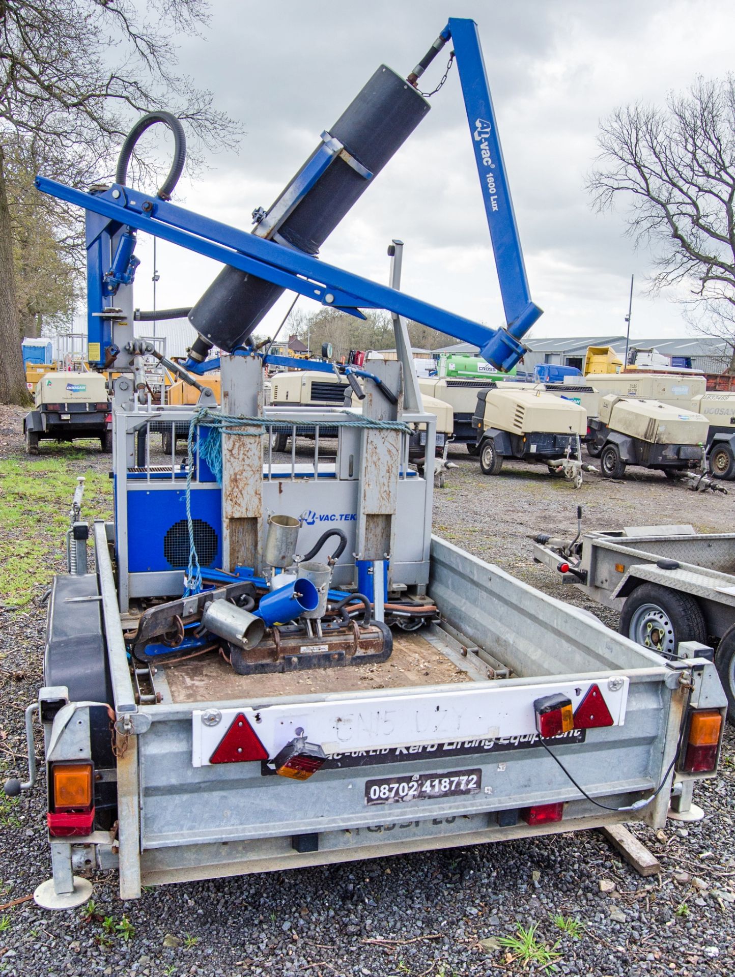 Wessex 8ft x 5ft tandem axle kerb lifting trailer c/w Al-Vac 350kg diesel driven kerb lifter and 5 - Image 4 of 8