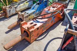 Prodem hydraulic breaker to suit 13-18 tonne excavator c/w hook/ bull horn headstock SH747