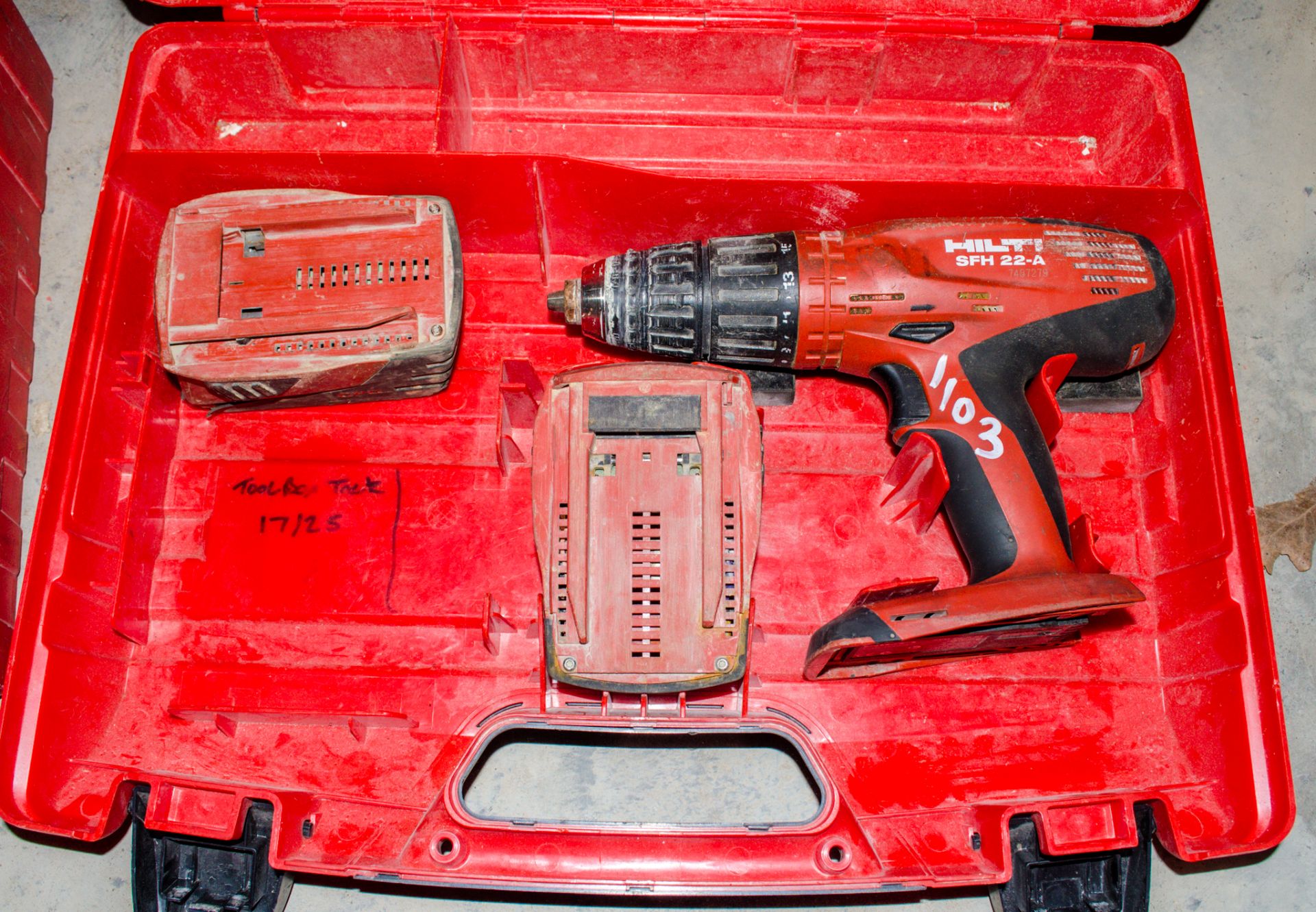 Hilti SFH 22-A 22v cordless power drill c/w 2 - batteries & carry case AS5917 ** No charger **