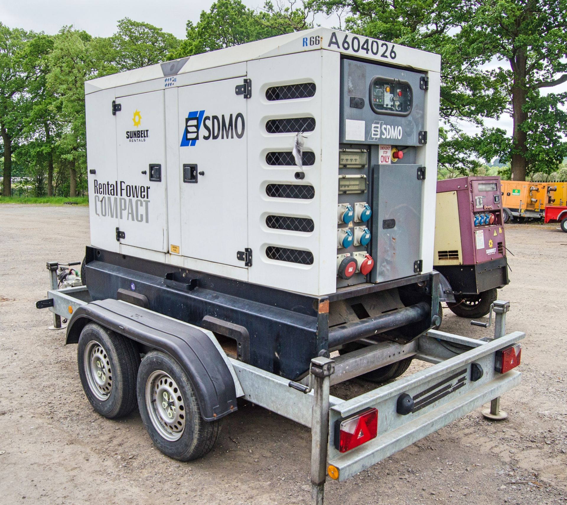 SDMO R66 60 kva diesel driven trailer mounted mobile generator Recorded hours: 12210 A604026, - Image 2 of 8