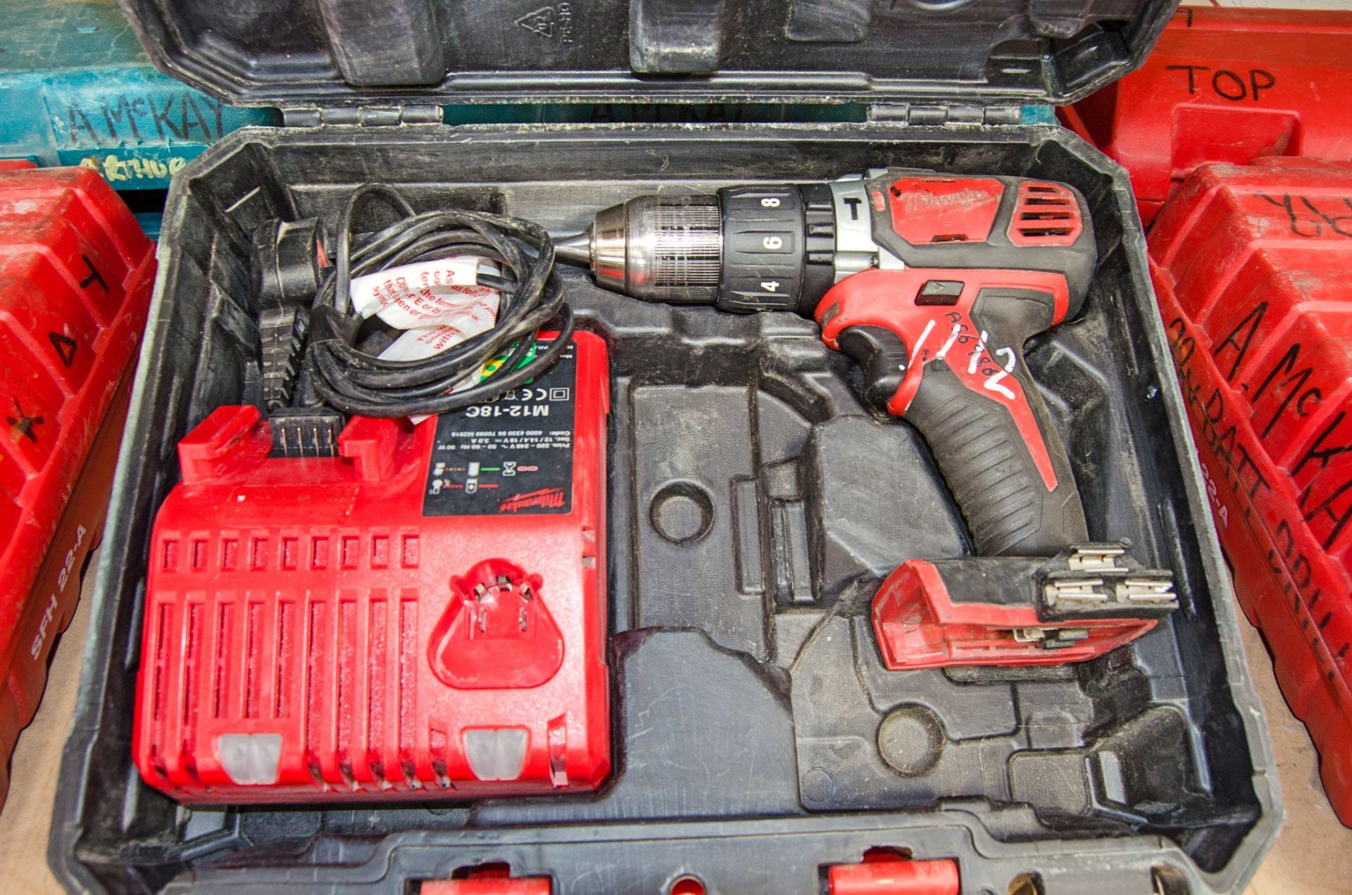 Milwaukee M18 Pro 18v cordless power drill c/w charger and carry case ** No battery ** AS6986