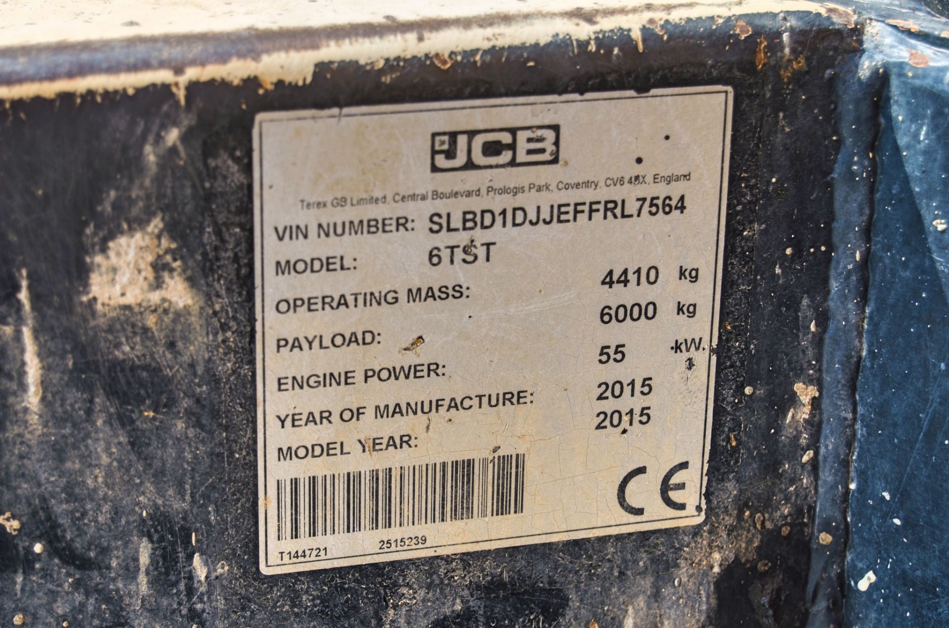 JCB 6TST 6 tonne swivel skip dumper Year: 2015 S/N: EFFRL7564 Recorded Hours: 2448 c/w V5 A667093 - Image 23 of 23