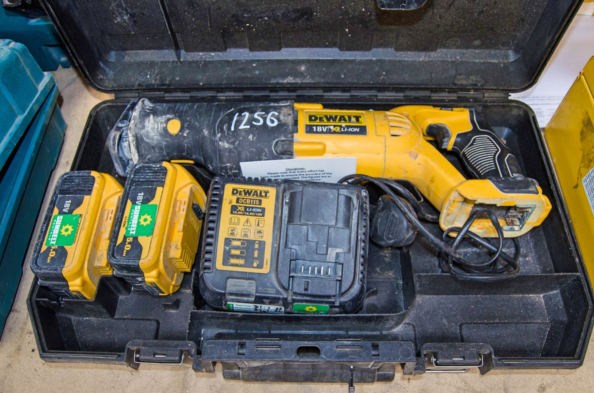 Dewalt DCS380 18v cordless reciprocating saw c/w 2 batteries, charger and carry case A770137